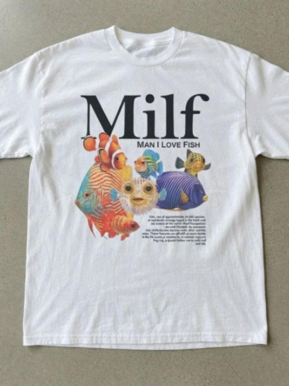 MILF Man I Love Fish Funny Fishing Nature White T-Shirt Unisex M